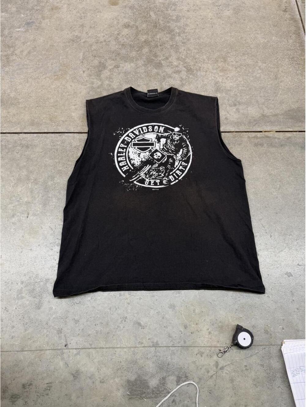 vintage harley davidson faded black skull tank top size large